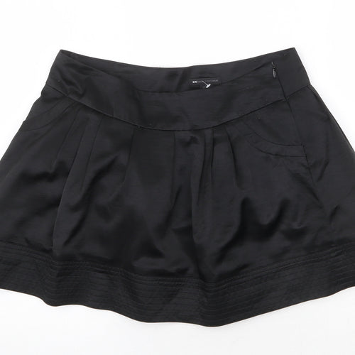 MNG Womens Black Polyester Skater Skirt Size 12 Zip