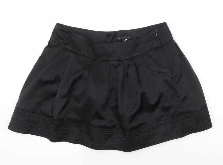 MNG Womens Black Polyester Skater Skirt Size 12 Zip