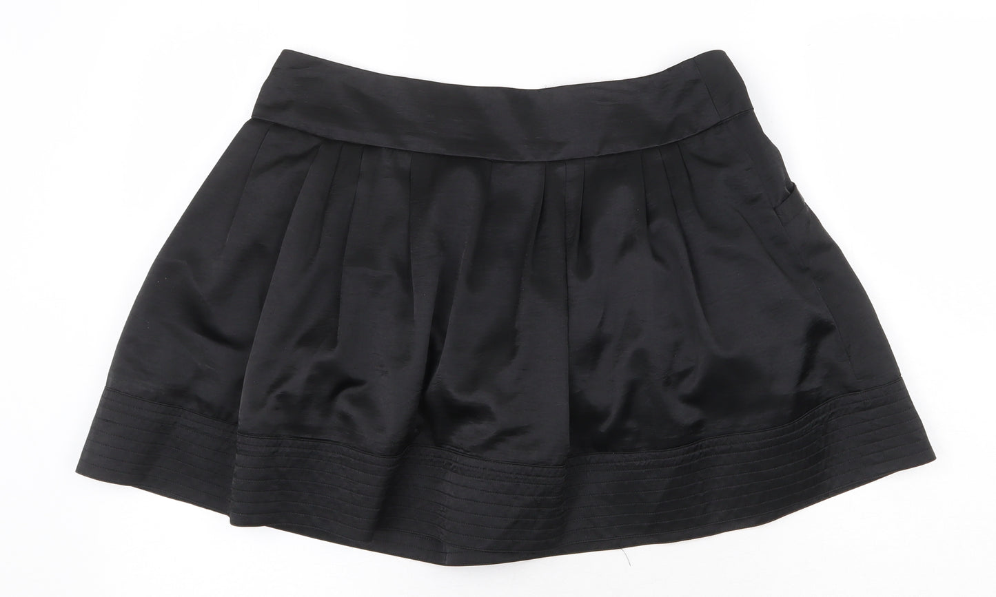 MNG Womens Black Polyester Skater Skirt Size 12 Zip
