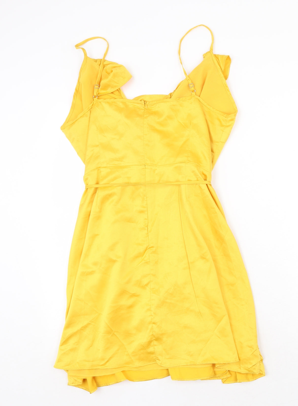 Glamorous Womens Yellow Polyester Tank Dress Size 14 V-Neck Zip