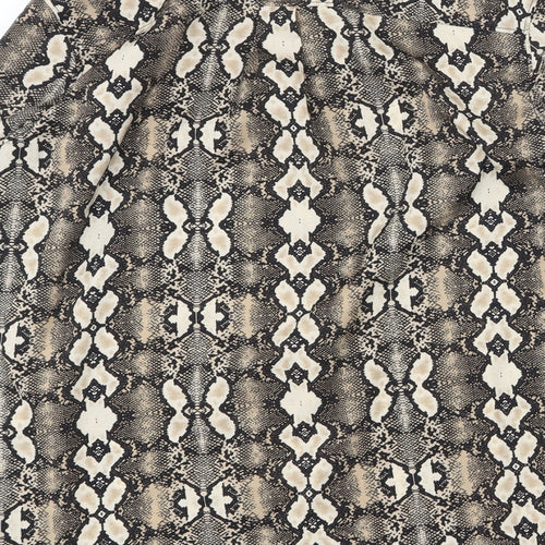 French Connection Womens Brown Geometric Polyester Basic Button-Up Size 8 Collared