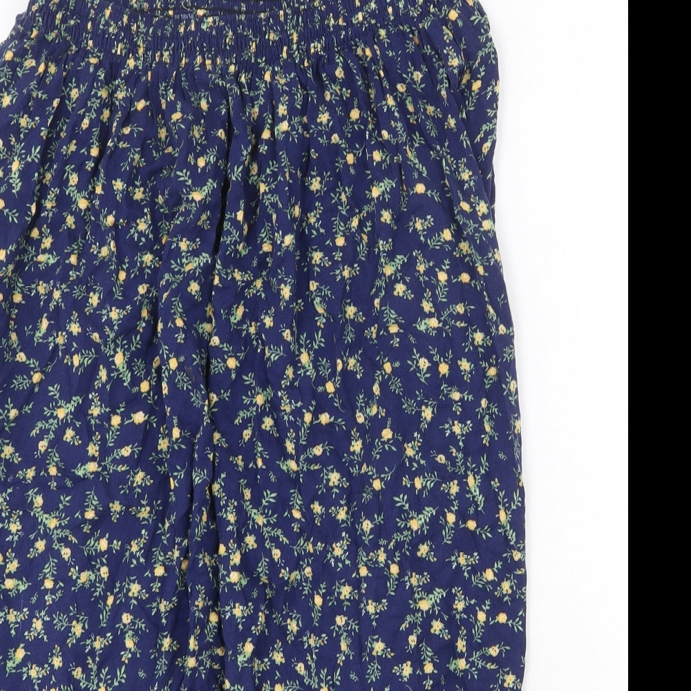 Preworn Womens Blue Floral Viscose Peasant Skirt Size M