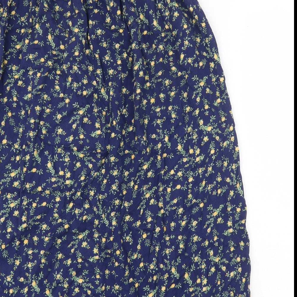 Preworn Womens Blue Floral Viscose Peasant Skirt Size M