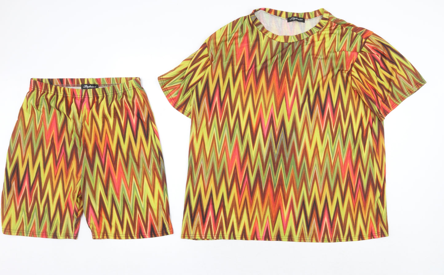 Stylewise Womens Multicoloured Geometric Polyester Shorts Outfit/Set Size 12 L8 in Pullover - Co Ord