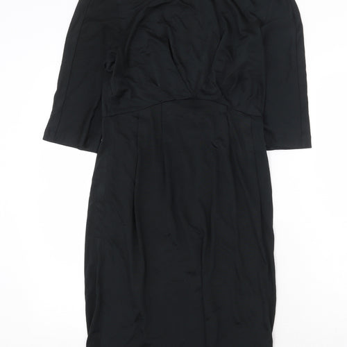 Preworn Womens Black Acetate Shift Size S Round Neck Zip