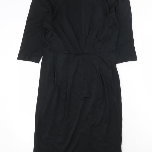Preworn Womens Black Acetate Shift Size S Round Neck Zip