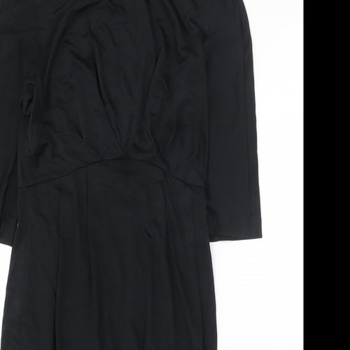 Preworn Womens Black Acetate Shift Size S Round Neck Zip