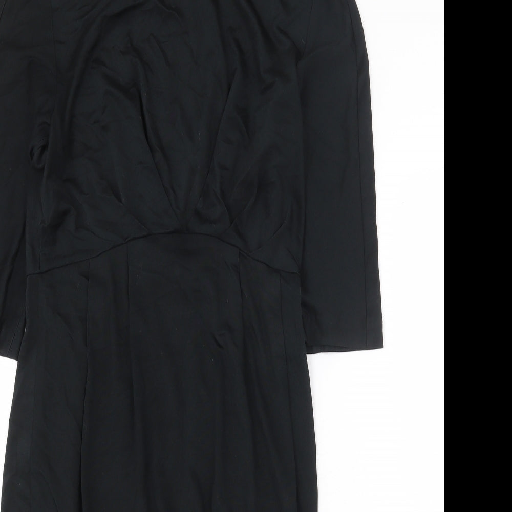 Preworn Womens Black Acetate Shift Size S Round Neck Zip
