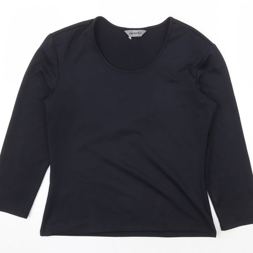 AMARANTO Womens Black Polyester Basic Blouse Size 12 Round Neck