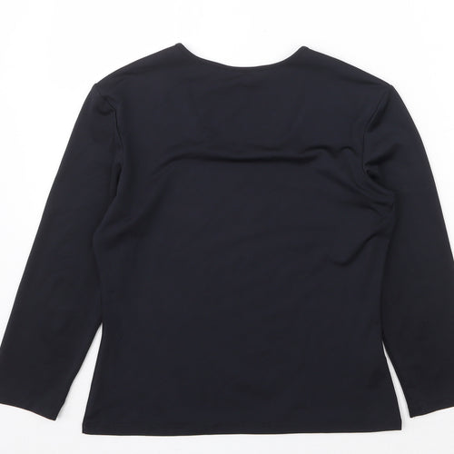 AMARANTO Womens Black Polyester Basic Blouse Size 12 Round Neck