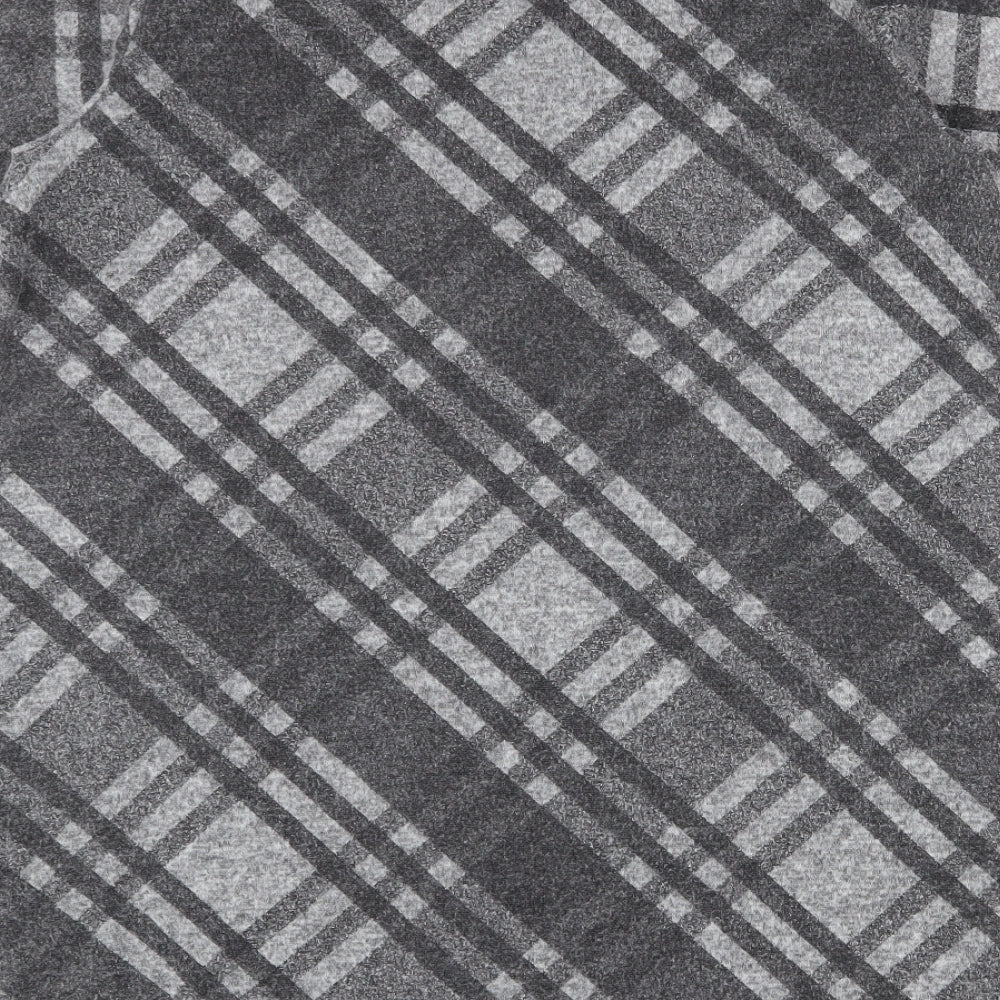 New Look Womens Grey Plaid Polyester T-Shirt Dress Size 16 Round Neck Pullover