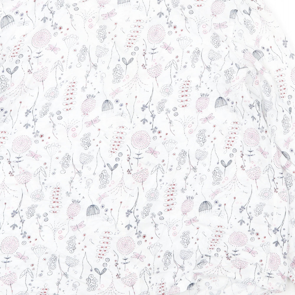 MANTARAY PRODUCTS Womens White Floral 100% Cotton Basic Button-Up Size 18 V-Neck