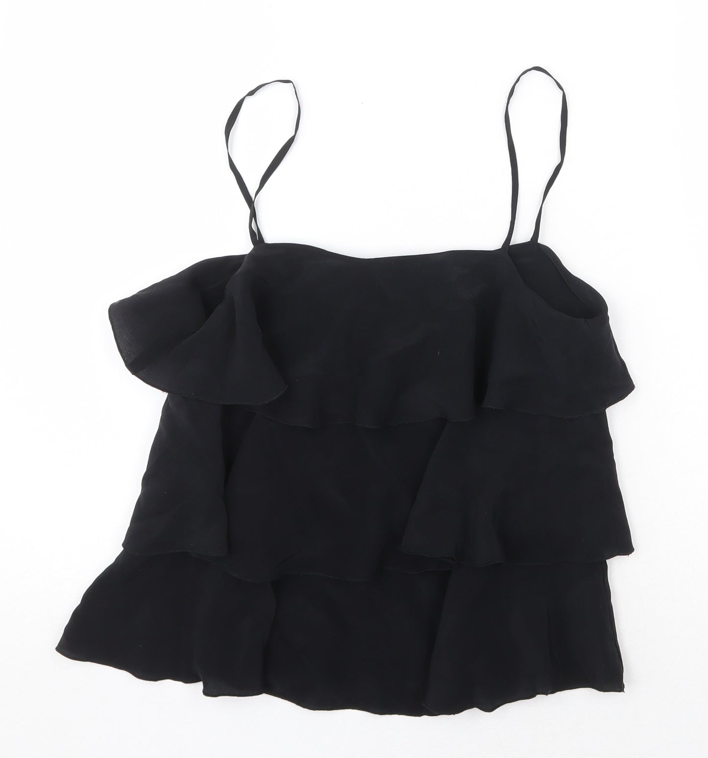 French Connection Womens Black Silk Camisole Tank Size 6 Square Neck