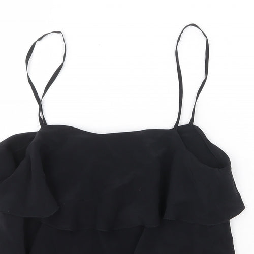 French Connection Womens Black Silk Camisole Tank Size 6 Square Neck