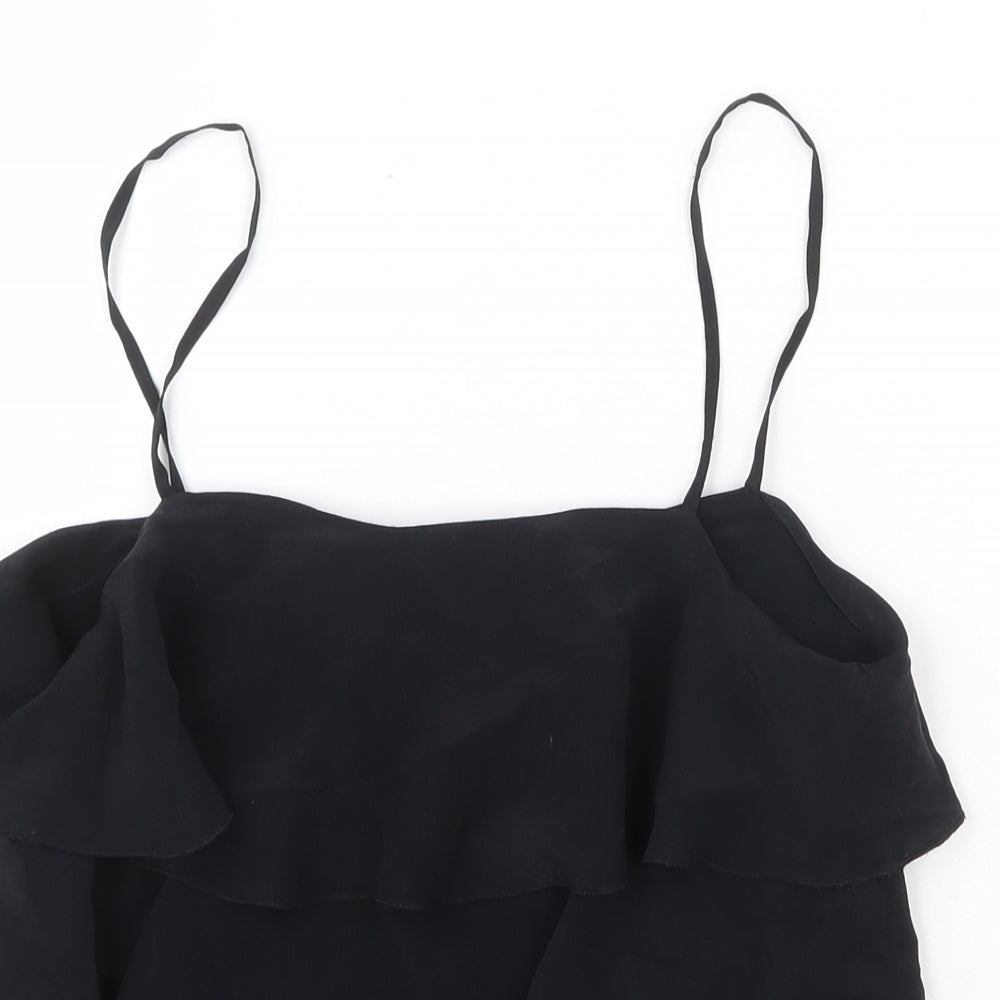 French Connection Womens Black Silk Camisole Tank Size 6 Square Neck