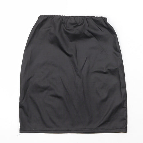 PRETTYLITTLETHING Womens Black Polyester A-Line Skirt Size 6