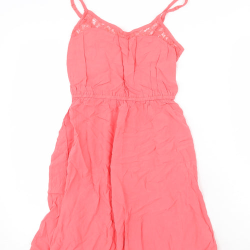 H&M Womens Pink Viscose Tank Dress Size 8 V-Neck Pullover