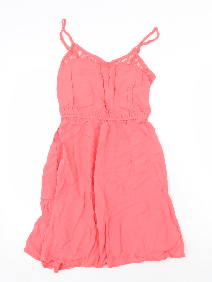 H&M Womens Pink Viscose Tank Dress Size 8 V-Neck Pullover