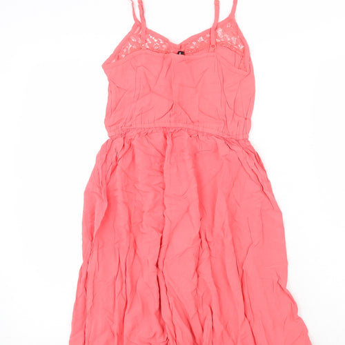 H&M Womens Pink Viscose Tank Dress Size 8 V-Neck Pullover