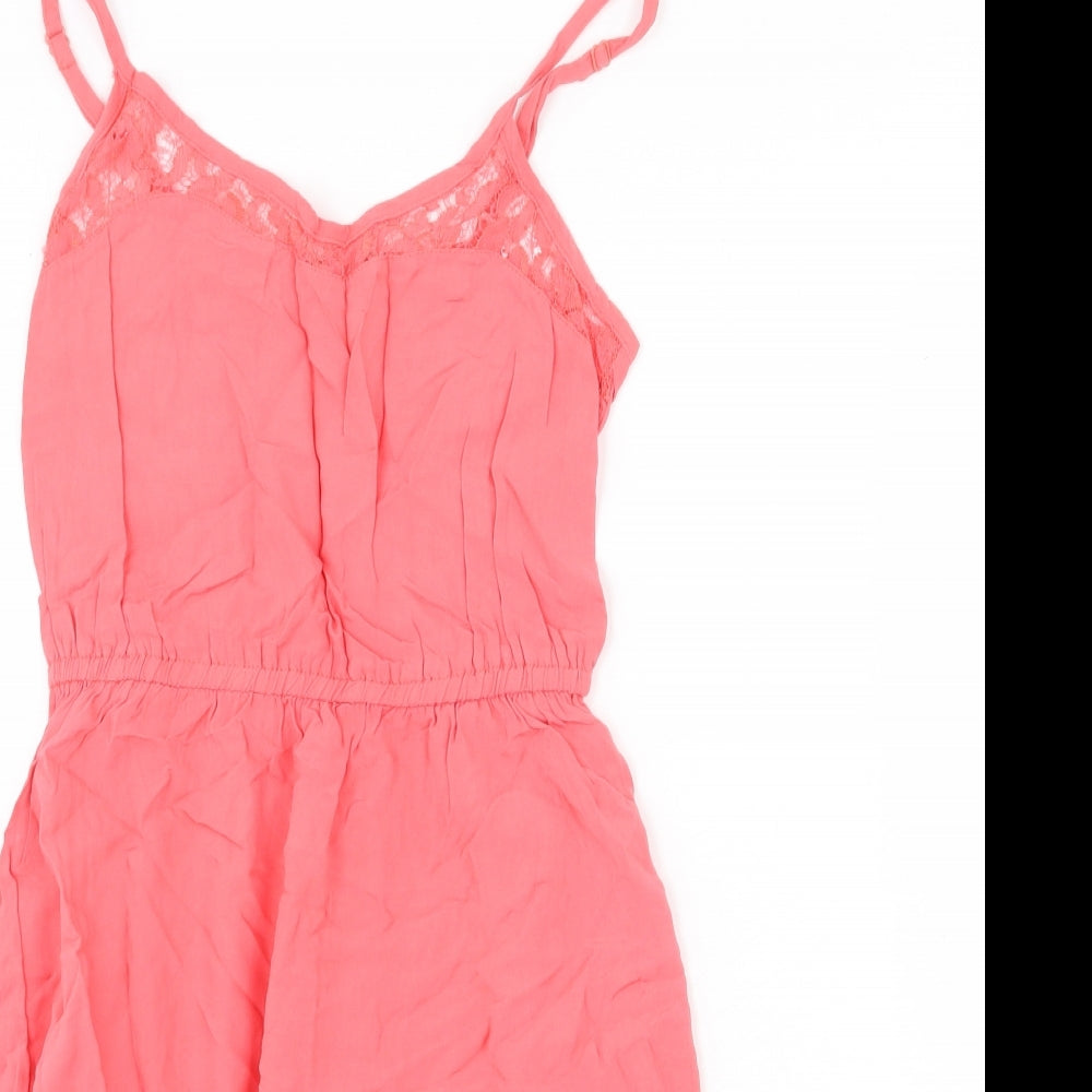 H&M Womens Pink Viscose Tank Dress Size 8 V-Neck Pullover
