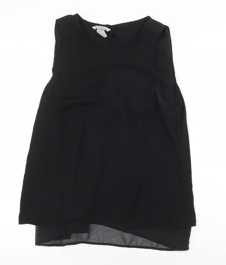 H&M Womens Black Polyester Basic Tank Size 10 Scoop Neck