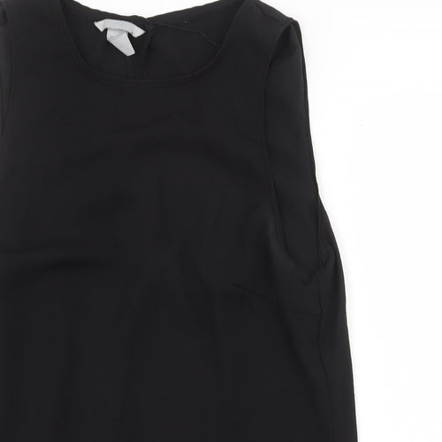 H&M Womens Black Polyester Basic Tank Size 10 Scoop Neck