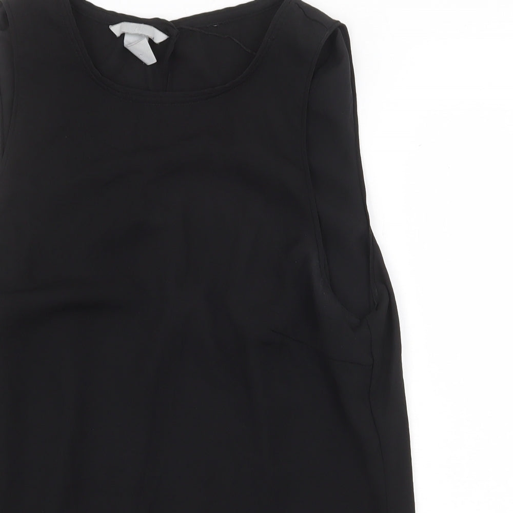 H&M Womens Black Polyester Basic Tank Size 10 Scoop Neck