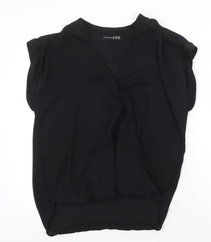 Atmosphere Womens Black Polyester Basic Tank Size 12 V-Neck