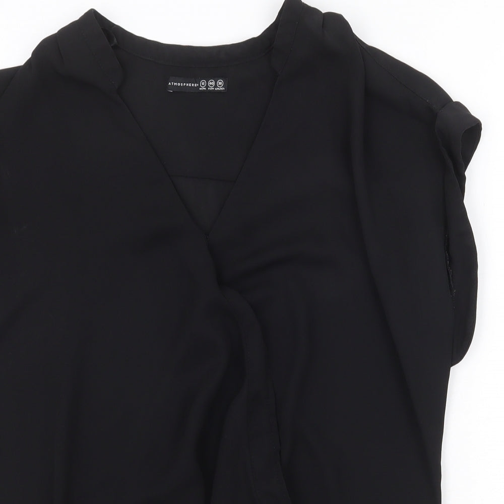 Atmosphere Womens Black Polyester Basic Tank Size 12 V-Neck