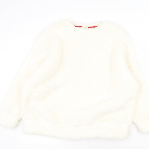 Marks and Spencer Womens White Round Neck Polyester Pullover Jumper Size 14 - Loungewear
