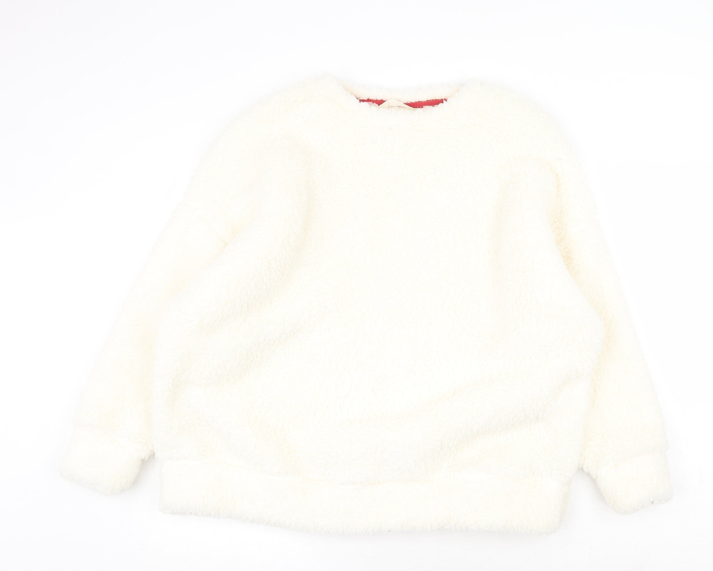 Marks and Spencer Womens White Round Neck Polyester Pullover Jumper Size 14 - Loungewear