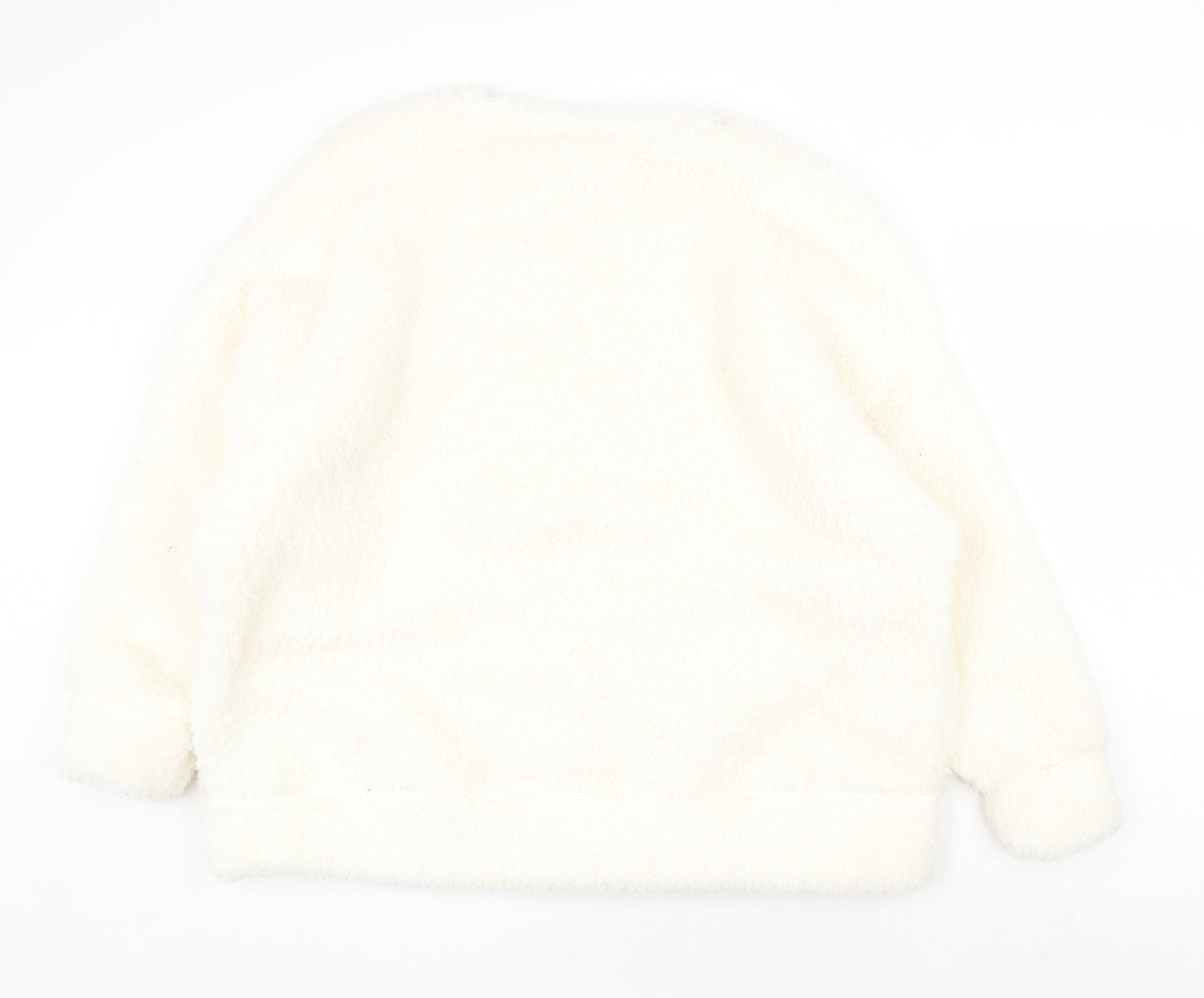 Marks and Spencer Womens White Round Neck Polyester Pullover Jumper Size 14 - Loungewear