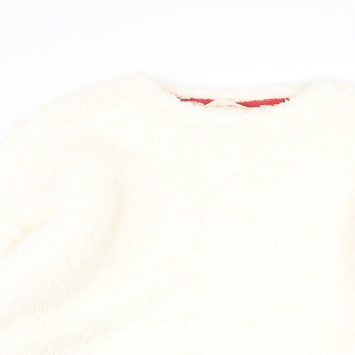 Marks and Spencer Womens White Round Neck Polyester Pullover Jumper Size 14 - Loungewear