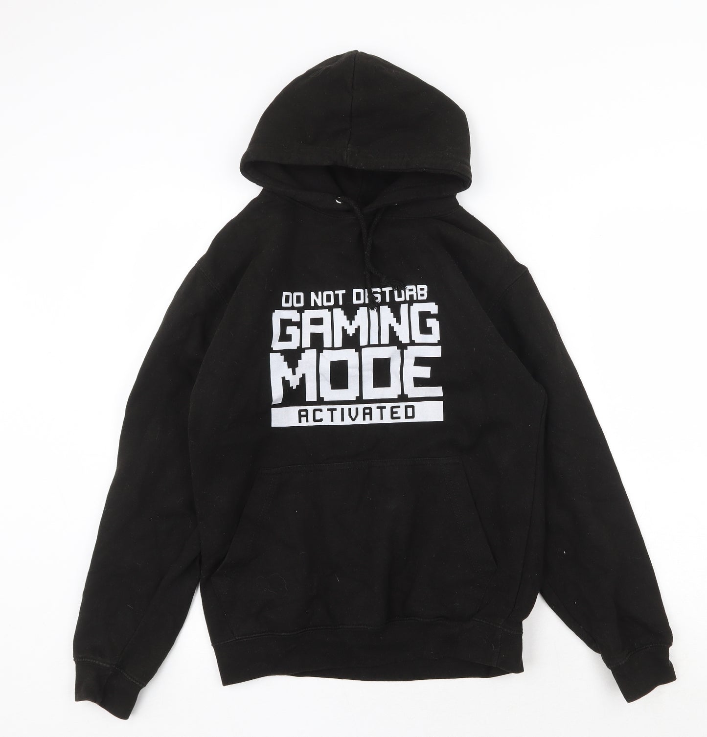 Just Hoods Mens Black Cotton Pullover Hoodie Size S - Gaming Mode Activated