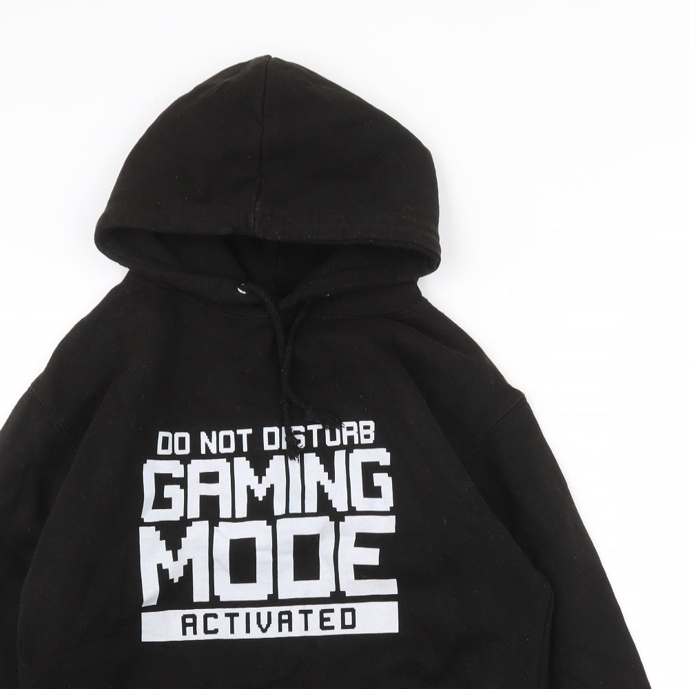 Just Hoods Mens Black Cotton Pullover Hoodie Size S - Gaming Mode Activated