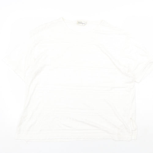 essence Womens White Viscose Basic T-Shirt Size 18 Round Neck