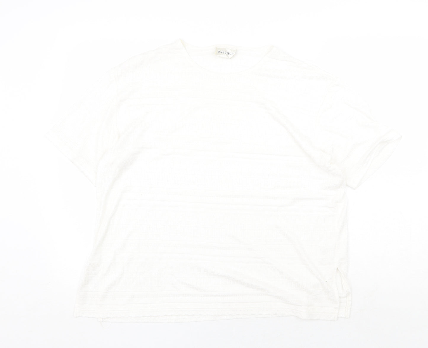 essence Womens White Viscose Basic T-Shirt Size 18 Round Neck