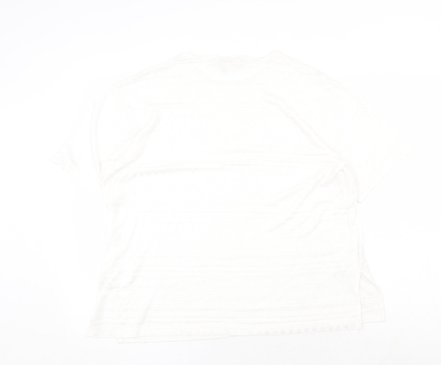 essence Womens White Viscose Basic T-Shirt Size 18 Round Neck