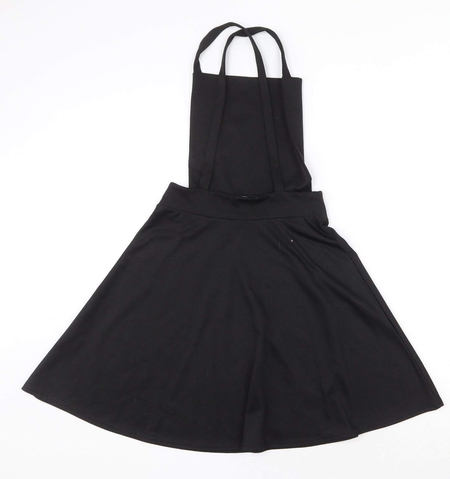 Boohoo Womens Black Polyester Pinafore/Dungaree Dress Size 8 Square Neck Pullover