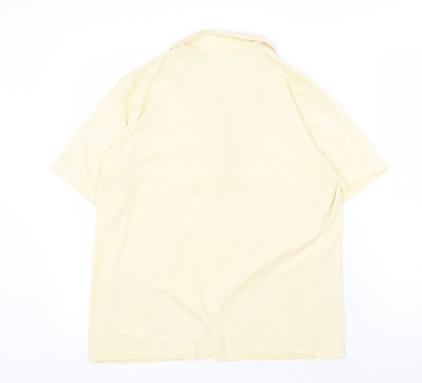 Preworn Womens Yellow Polyester Basic Button-Up Size 14 Collared