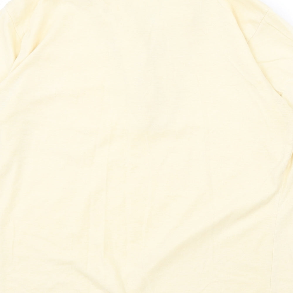 Preworn Womens Yellow Polyester Basic Button-Up Size 14 Collared