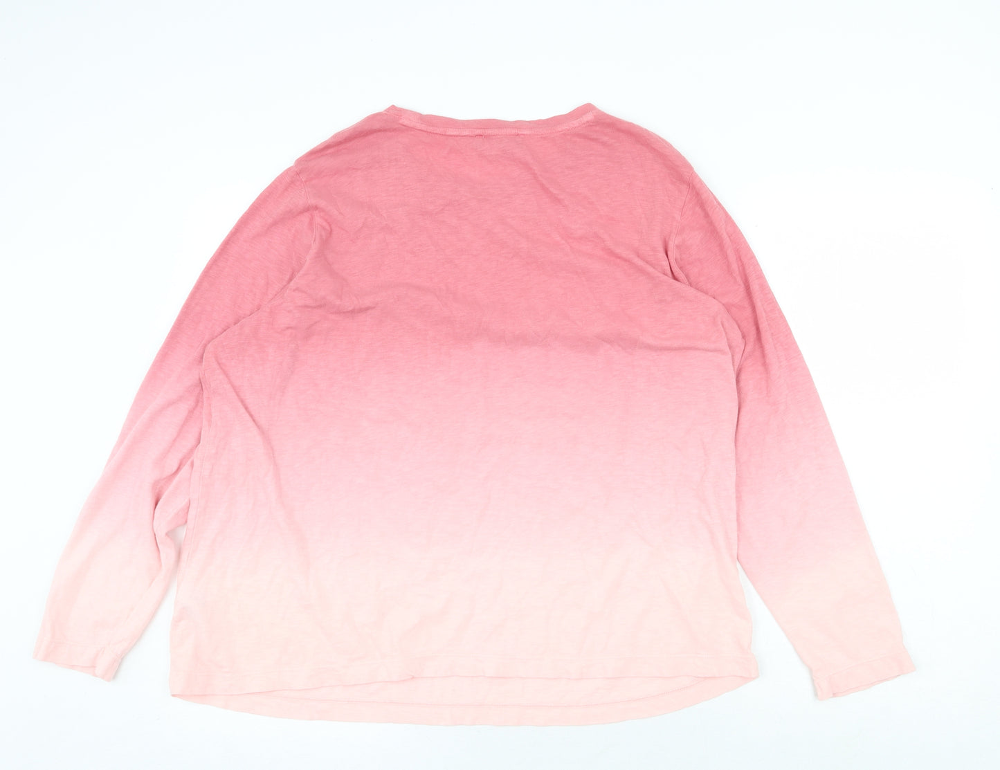 Marks and Spencer Womens Pink 100% Cotton Basic Blouse Size 18 Scoop Neck - Ombré