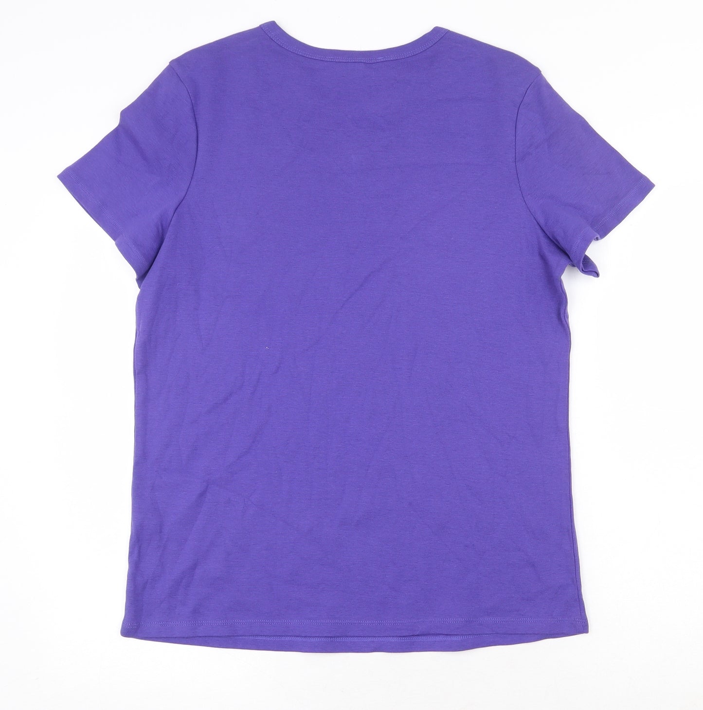 Marks and Spencer Womens Purple 100% Cotton Basic T-Shirt Size 20 Scoop Neck