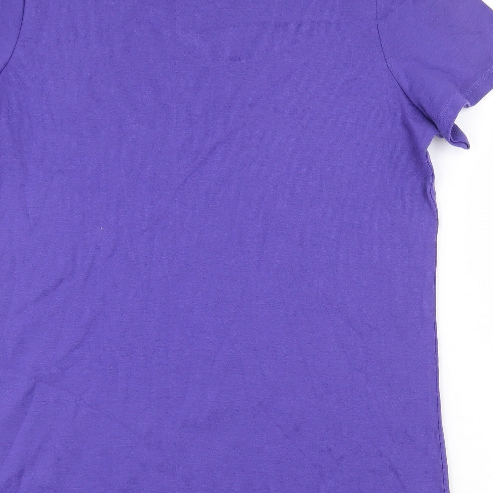 Marks and Spencer Womens Purple 100% Cotton Basic T-Shirt Size 20 Scoop Neck