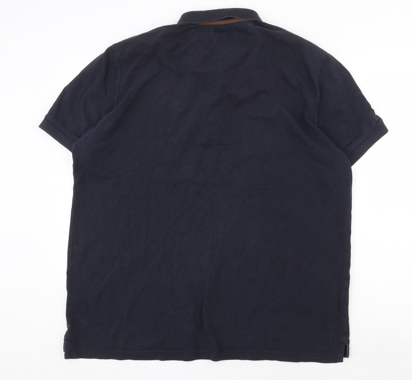 Massimo Dutti Mens Blue Cotton Polo Size XL Collared Button