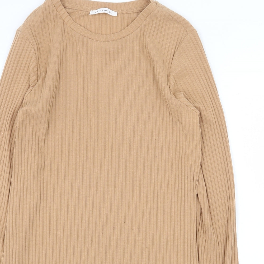George Womens Beige Polyester Basic Blouse Size 16 Scoop Neck - Ribbed