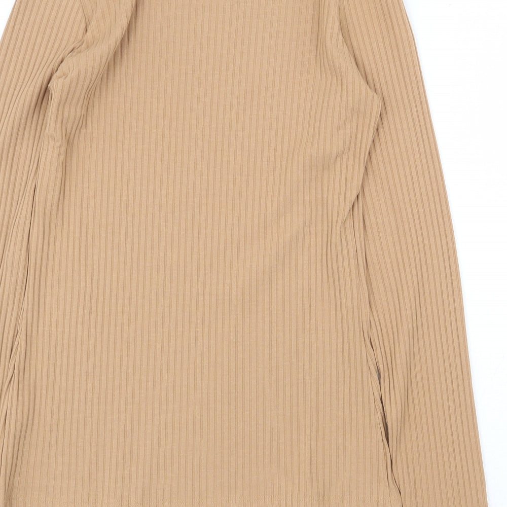George Womens Beige Polyester Basic Blouse Size 16 Scoop Neck - Ribbed