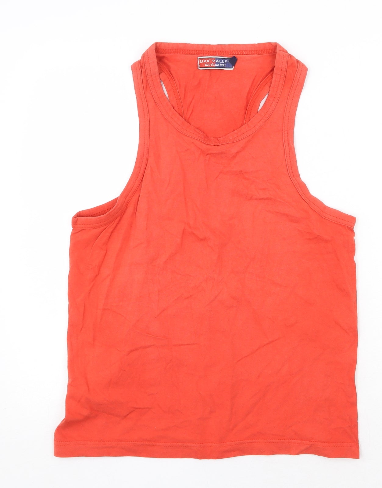 Oak Valley Mens Red Cotton T-Shirt Size M Round Neck