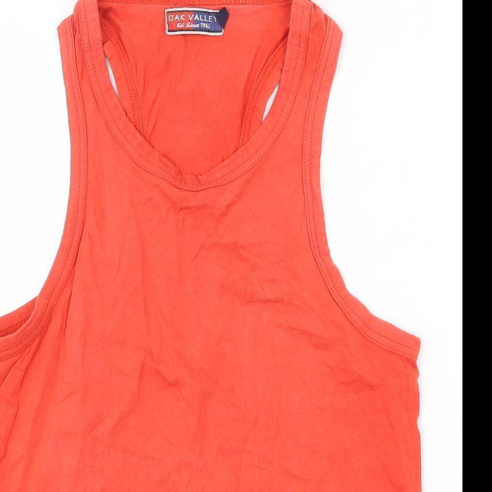 Oak Valley Mens Red Cotton T-Shirt Size M Round Neck