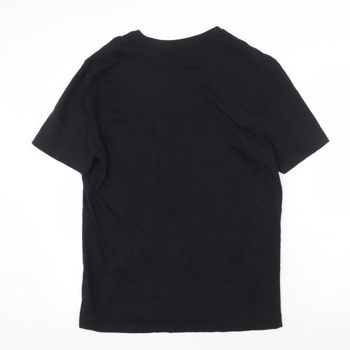F&F Womens Black 100% Cotton Basic T-Shirt Size M Scoop Neck - Keep it Chilled Snowman